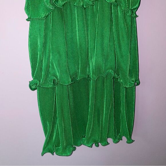 Better Be S Mini Dress Kelly Green Tiered Lettuce Cocktail Sundress - Picture 3 of 7